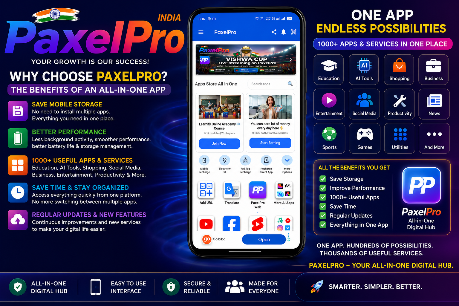 A woman using her smartphone, illustrating the convenience of an all-in-one app like PaxelPro. (1)